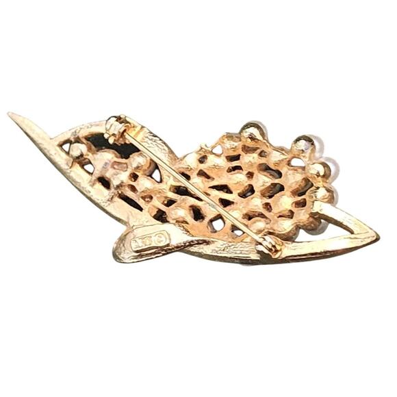 Mode-Art Faux Pearl Gold-tone Spray Brooch, Vintage - Picture 2 of 4